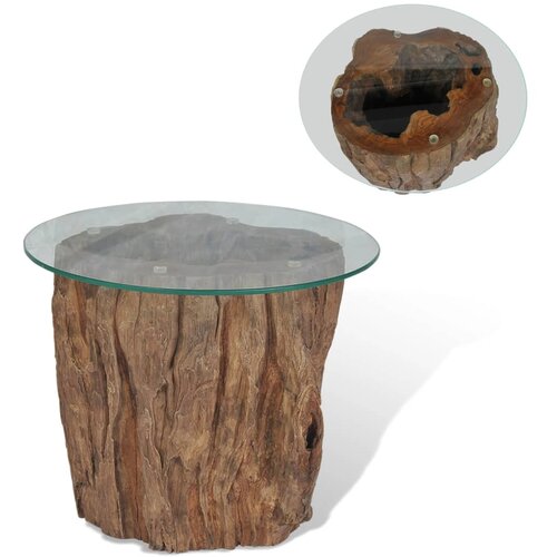 The Living Store Klubska mizica iz tikovine in stekla 50x40 cm - Klubska Mizica, (21573309) Slike