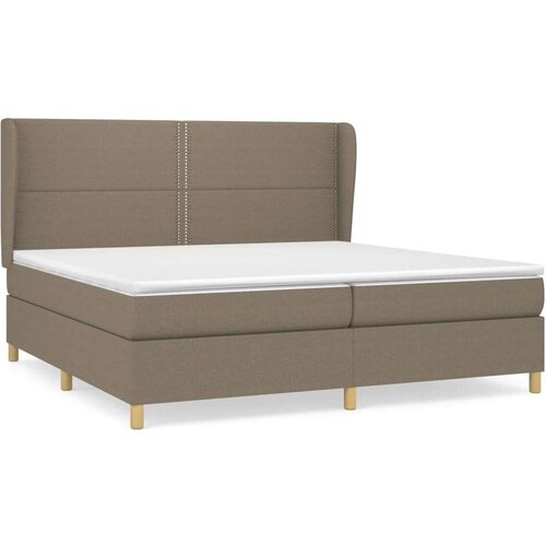  Krevet s oprugama i madracem smeđesivi 200x200 cm od tkanine Slike