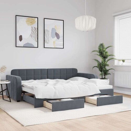 VidaXL dnevni krevet na razvlačenje i ladice tamnosivi 80x200 cm Slike