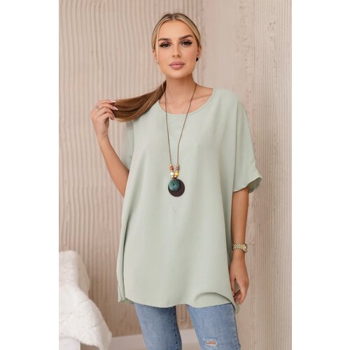Kesi Włoski Oversized blouse with pendant light mint Cijene