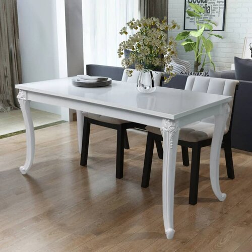 Sijaj Jedilna miza 116x66x76 cm visok sijaj bele barve Slike