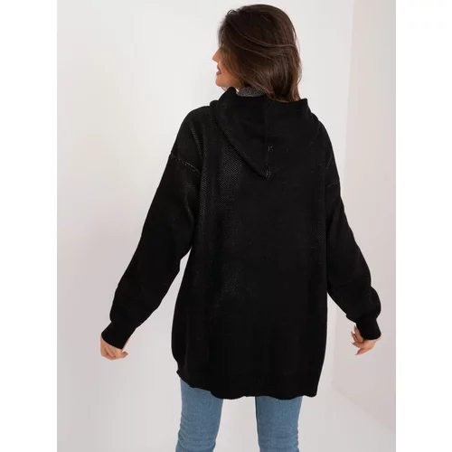 Fashion Hunters Black women's oversize sweater with front pocket