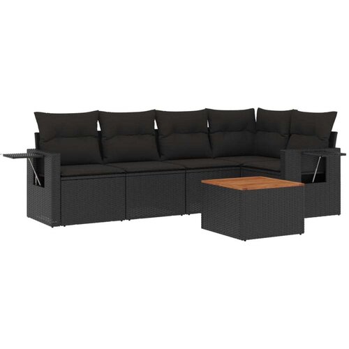 VidaXL 6-dijelni set vrtnih sofa s jastucima crni od poliratana Slike