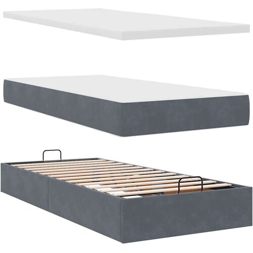 VidaXL Okvir kreveta s madracima tamnosivi 200x200cm bar&amp;scaron;unasti Slike