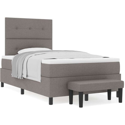 Krevet s oprugama s madracem i klupom taupe 120x200 cm tkanina Slike
