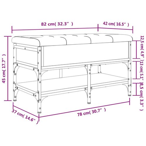  Klupa za cipele siva boja hrasta 82x42x45 cm konstruirano drvo Slike