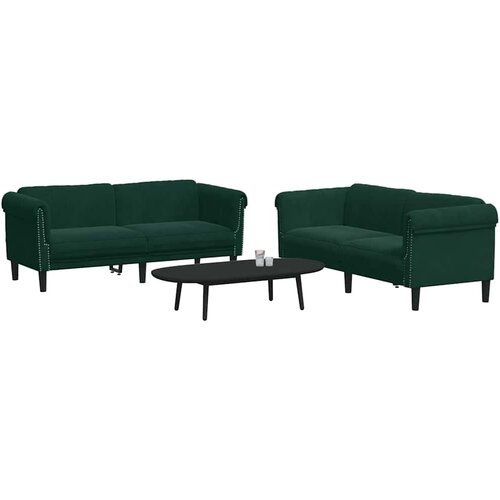  3-dijelni set sofa tamnozeleni bar&amp;scaron;unasti Slike
