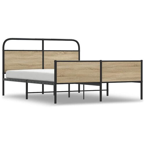 Maison Chic Kovinski Posteljni okvir - Dvoposteljna postelja - Zakonska postelja brez vzmetnice dimljen hrast 160x200cm, (21693091) Cene