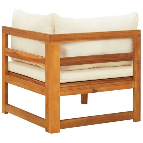 VidaXL Kutna sofa s krem bijelim jastucima masivno bagremovo drvo Slike