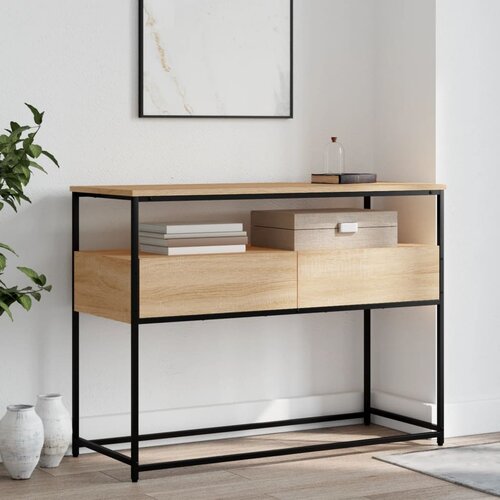vidaXL Konzolna mizica sonoma hrast 100x40x75 cm inženirski les Cene