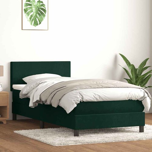 Box Spring krevet s madracem i LED tamnozeleni 80x220 cm bar&amp;scaron;un Slike