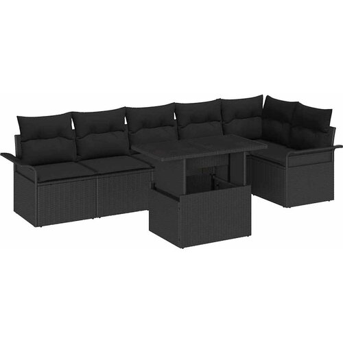  Sjedeća garnitura za vrt 7 kom. Crna [Sintetički]: Poli Ratan 297,5 x 132,5 x 85 cm Slike