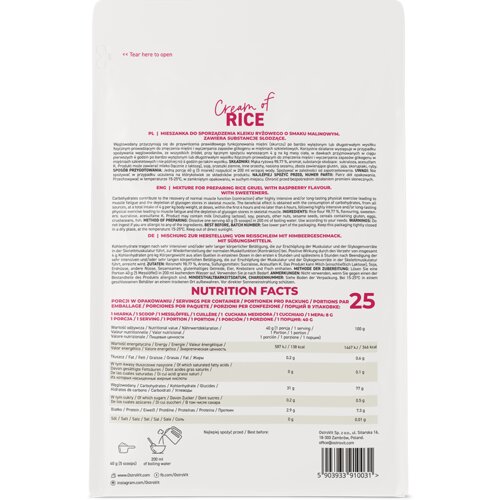 OSTROVIT cream of rice 1000 g &amp;ndash; instant pirinčana ka&amp;scaron;a bez &amp;scaron;ećera malina Slike