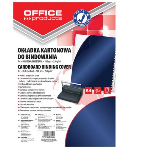 Korice ZA SPIRALNI UVEZ 250G KARTON SJAJNE A4 OFFICE PRODUCTS 20232515-11 PK100 TAMNOPLAVE Cijene