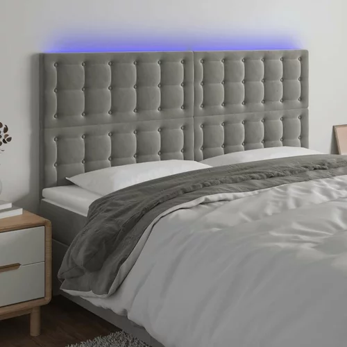  LED posteljno vzglavje svetlo sivo 180x5x118/128 cm žamet, (20792741)