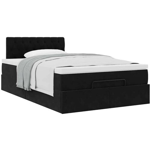 VidaXL otomanski okvir kreveta s madraca crni 120x190 cm bar&amp;scaron;unasti Slike
