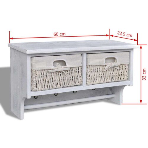 VidaXL Zidna polica bijela 60 x 23,5 x 33 cm od drva paulovnije Slike