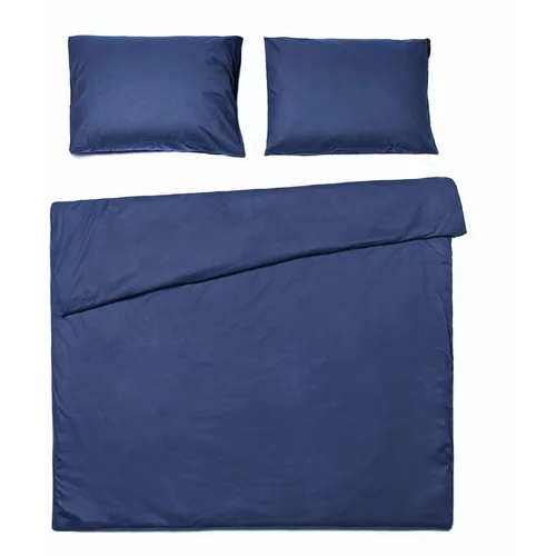 Le Bonom Mornarsko modra bombažna posteljnina za zakonsko posteljo, 200 x 220 cm