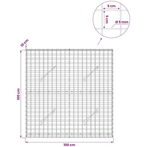  Gabion s 5 mm žicom i mrežom 5x5 cm 100x10x100 cm Slike