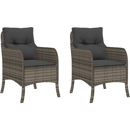 Maison Chic Vrtni stoli - Stol za vrt z blazinami 2 kosa siv poli ratan JS2152, (21876923) Slike
