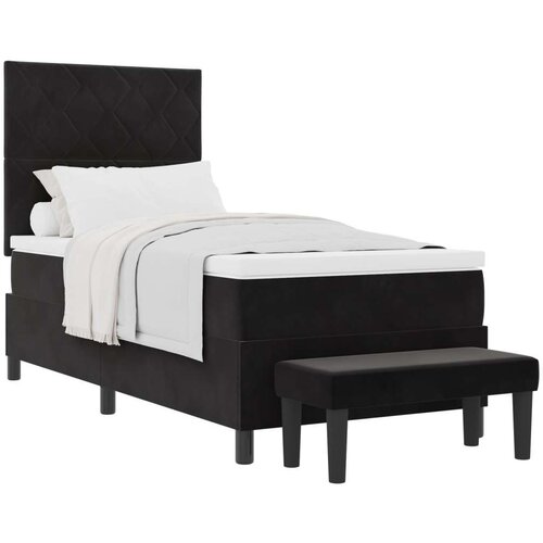 Box Spring Krevet s madracem i klupom Crni 100x200 cm Bar&amp;scaron;un Slike