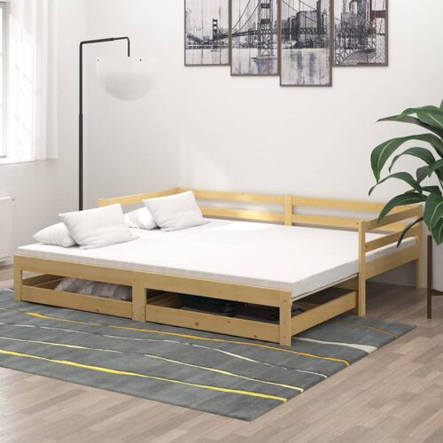 VidaXL Dnevni ležaj na izvlačenje 2 x (90 x 200) cm masivna borovina Slike