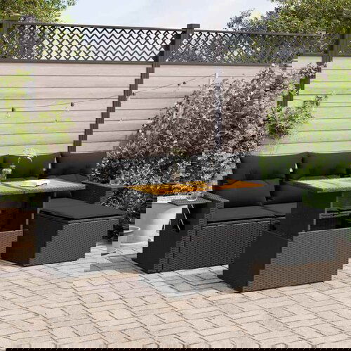 vidaXL 6-dijelni set vrtnih sofa s jastucima crni od poliratana Cijene