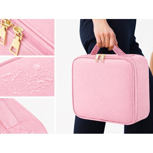  organizator putovanja i ogledalo s LED rasvjetom za make-up roza Slike