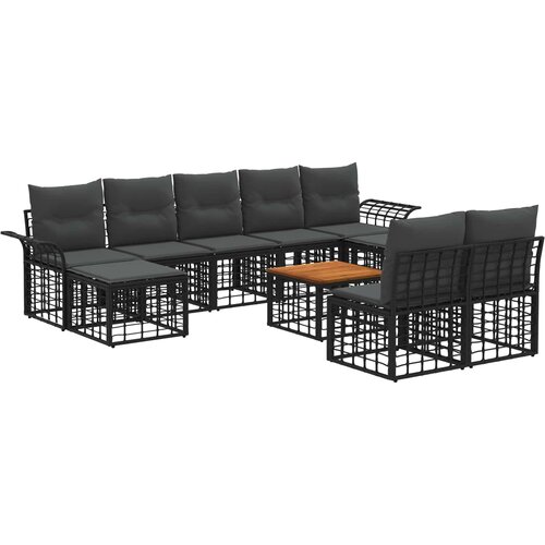  Set vanjskih sofa 10 kom. Crna i tamno siva Poliester Slike