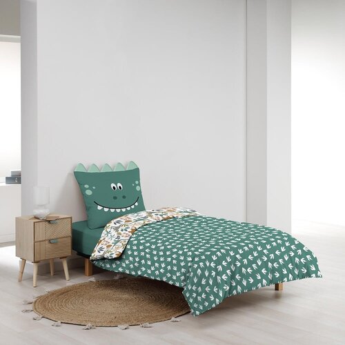 Douceur d int&amp;eacute;rieur Bijela/zelena pamučna dječja posteljina za krevet za jednu osobu 140x200 cm Dina &amp;ndash; Slike