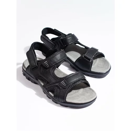 Shelvt Comfortable Men's Black Velcro Sandals