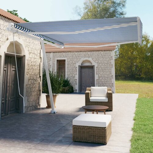 vidaXL Prostostoječa ročno zložljiva tenda 400x350 cm modra/bela Cene