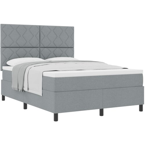 VidaXL Box Spring Krevet s Madracem Svjetlosiva 140x200 cm Tkanina Slike
