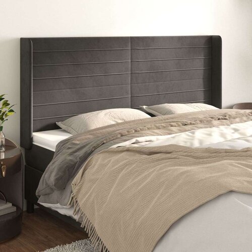  Uzglavlje s ušima tamnosivi 203x16x118/128 cm baršunasti Cene