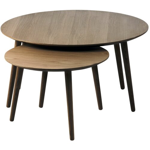 Unique Furniture Smeđi okrugli stolići za kavu u setu 2 kom u dekoru hrasta &amp;oslash; 88 cm Adda &amp;ndash; Slike