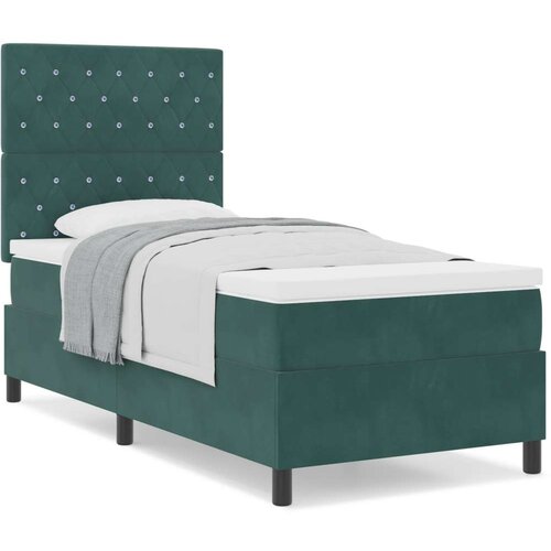 VidaXL Box Spring krevet s madracem tamnozelene boje pojedinačno bar&amp;scaron;unast Slike