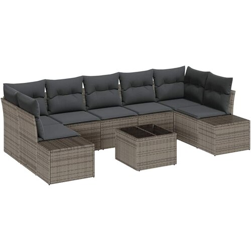  Sjedeća garnitura za vrt 8 kom. Siva poliratan 239 x 62 x 69 cm Slike