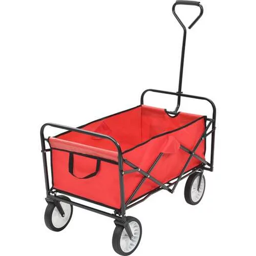  Zložljiv ročni voziček jeklen rdeč