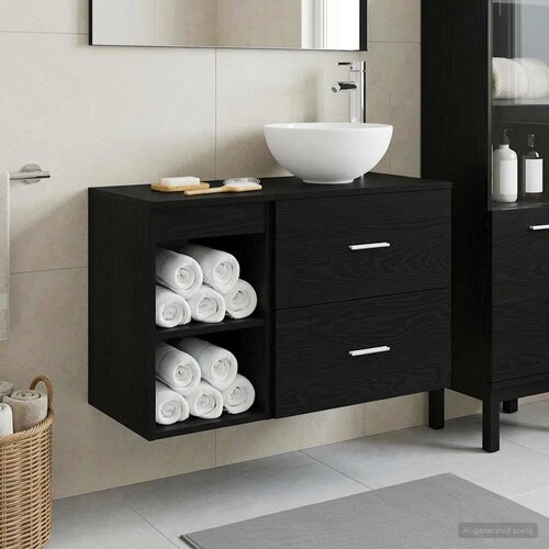  Set namje&scaron;taja za kupaonicu 2 kom. Crni hrast Konstruirano drvo Crna 49,5 x 35 x 80 cm Cijene