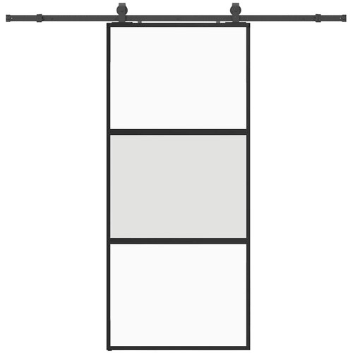  Klizna vrata s priborom crna 90 x 205 cm kaljeno staklo Slike
