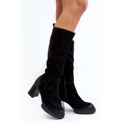 Boto Women's Suede Over-the-Knee Boots with Stiletto Heel Lemar Black Ceraxa Cene