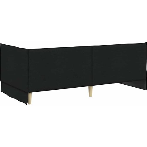  Kutni okvir kreveta s uzglavljem Crna 90 x 190 cm tkanina Slike