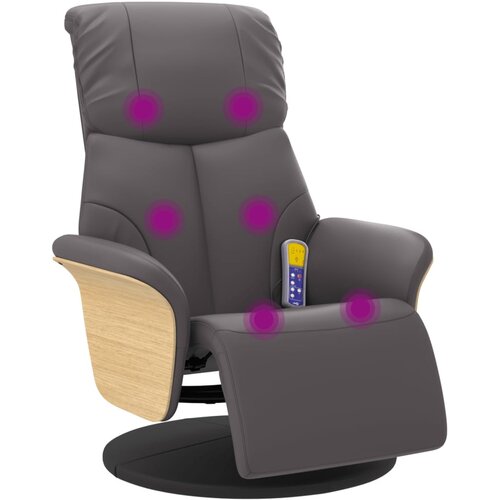 Maison Chic masažni naslanjač - Relax naslanjač z naslonom za noge sivo umetno usnje, (22061398) Cene