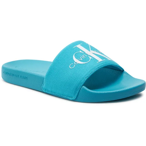 Calvin Klein Jeans Natikači Slide Monogram Co YW0YW00103 Blue Atoll/Bright White 0G8