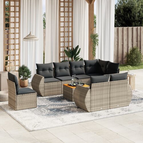 vidaXL 9-dijelni set vrtnih sofa od poliratana s jastucima sivi Cijene