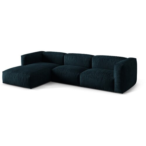 Micadoni Temno modra kotna sedežna garnitura iz tkanine boucl&amp;eacute; (levi kot) Martina &amp;ndash; Home Slike
