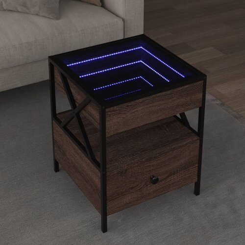  Stolić s beskonačnim LED svjetlima boja hrasta 40 x 40 x 51 cm Slike