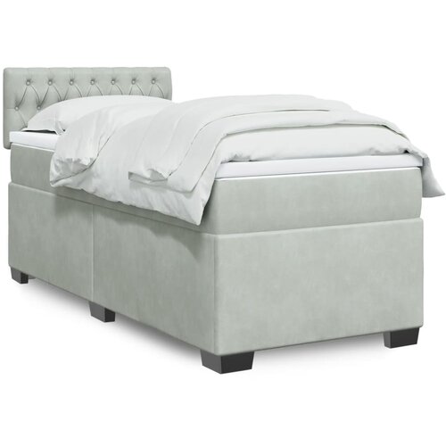 VidaXL Box spring postelja z vzmetnico svetlo siva 80x200 cm žamet Slike