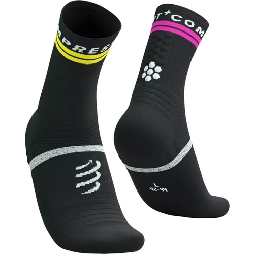 Compressport Pro Marathon Socks V2.0 Black/Safety Yellow/Neon Pink T4 Tekaške nogavice