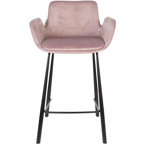 Zuiver Svetlo rožnati žametni barski stoli v kompletu 2 ks 91,5 cm Brit –